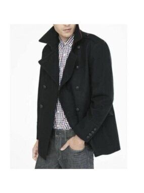 Express Men double breasted wool blend peacoat Black Coat Size XS NWOT
